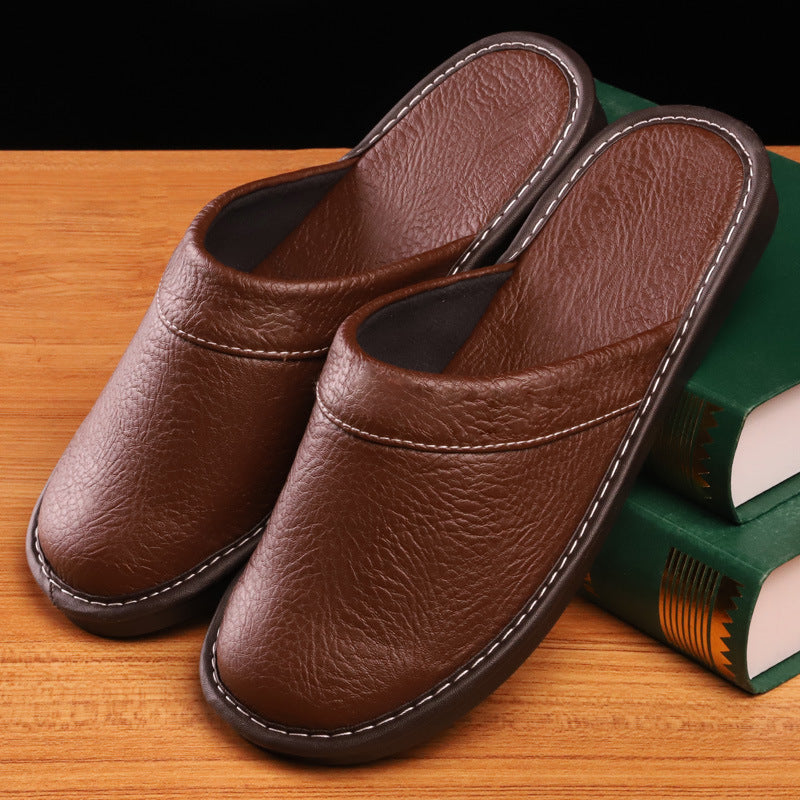 Unisex Leather Slip-On House Slippers | Aladinae