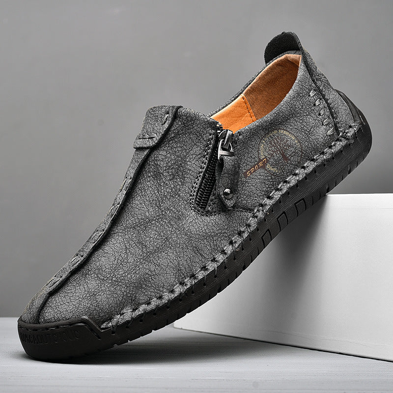 2023 Cross-border New Men's Casual Leather Shoes Foreign Trade Large Size Slip-on Doudou Shoes Men's Breathable Handmade Lazy Shoes