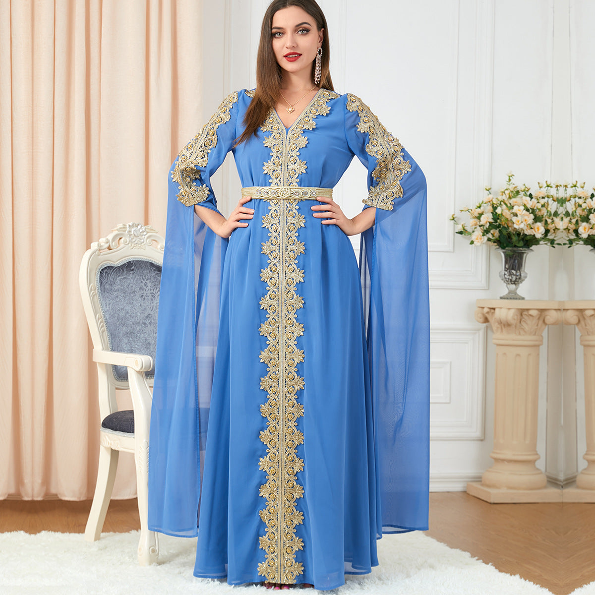 Spliced Sleeve Women's Maxi Dress
