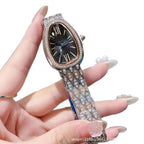 Women's Snake Pattern Crystal Watch - Sunburst Dial
