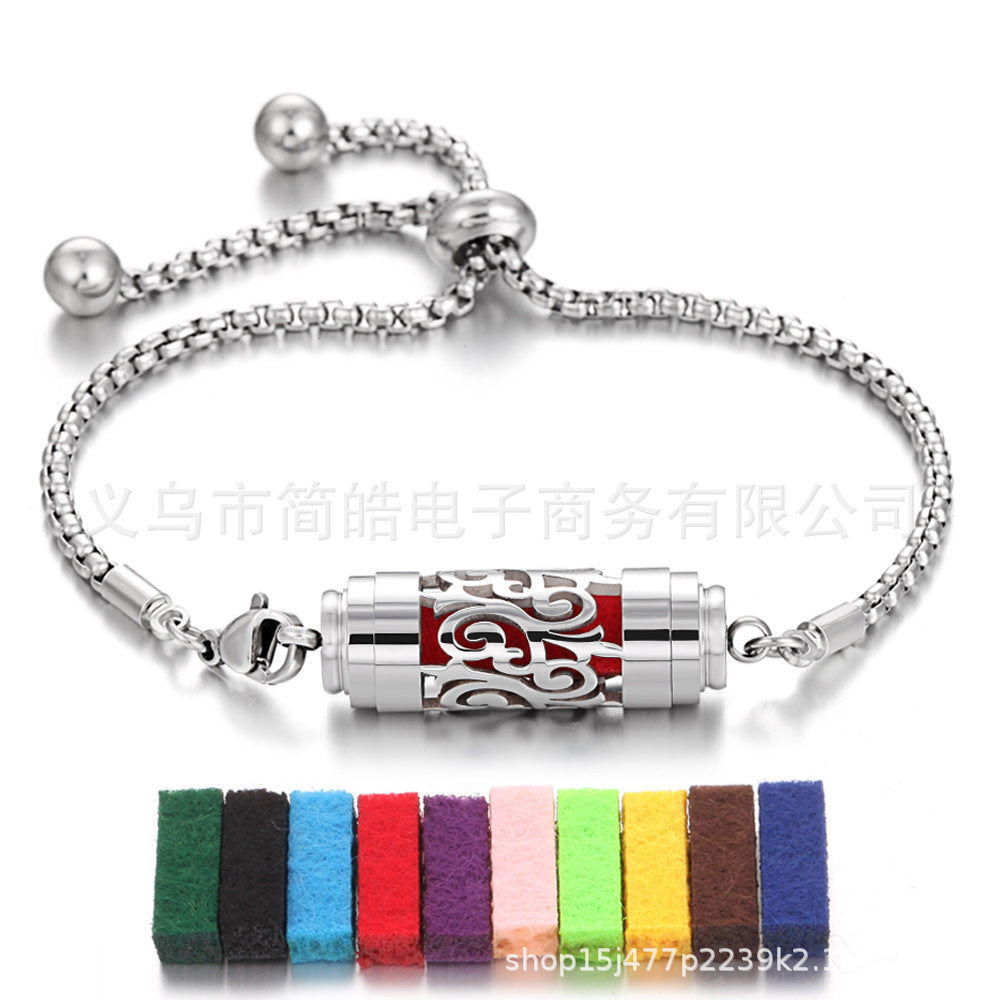 Stainless steel aromatherapy bracelet bracelet essential oil perfume diffuser bracelet adjustable titanium steel bracelet couple jewelry