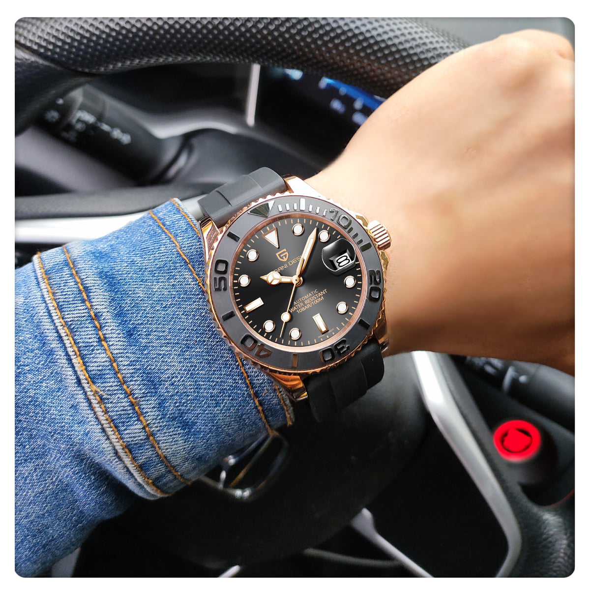 Men's White Automatic Mechanical Watch - Waterproof 100m