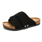 Men's Black Cork Sandals - Velcro, Non-Slip