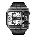 Men's Brown Square Dial Quartz Watch - World Time
