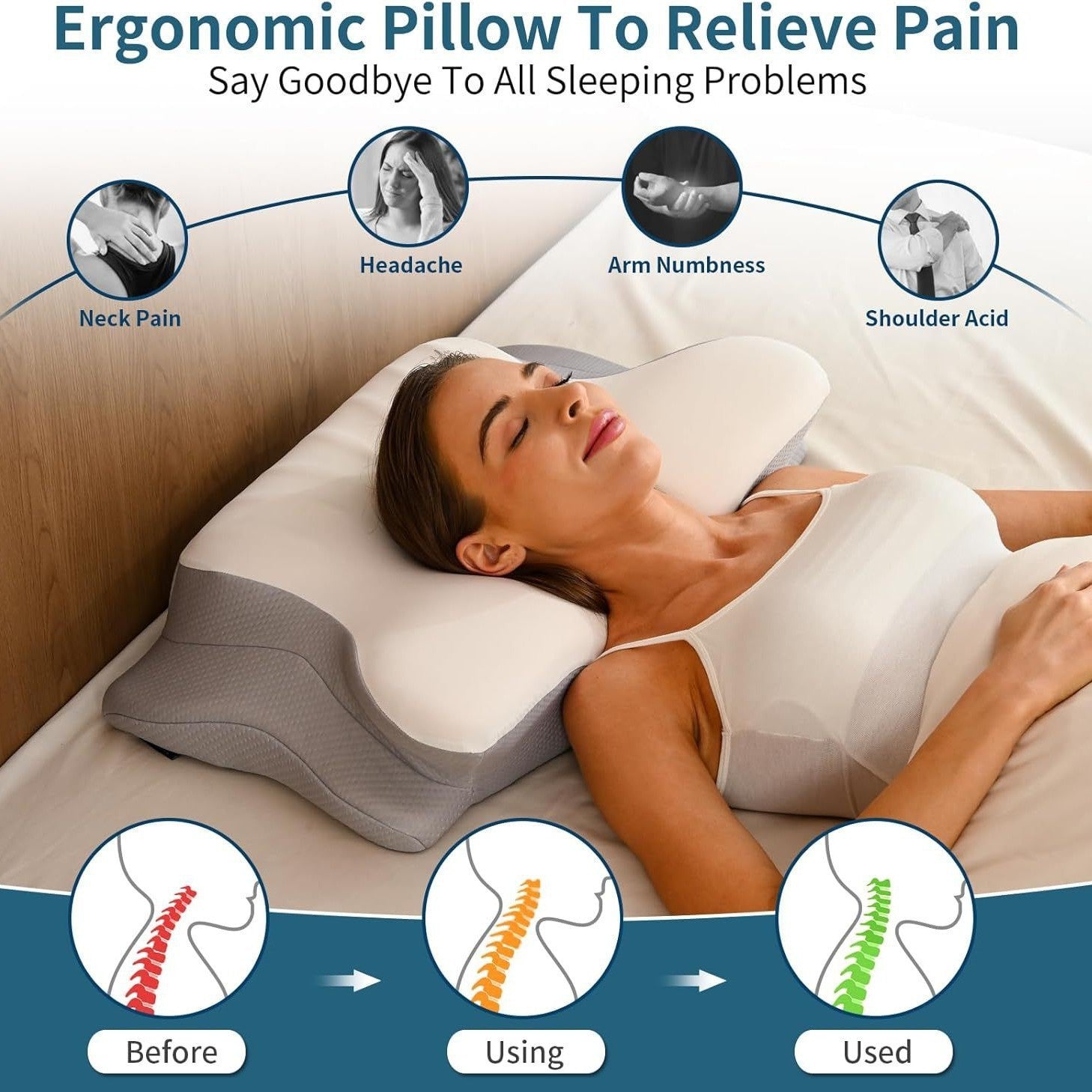 Amazon butterfly-shaped pillow for neck support, deep sleep, pressure relief, side sleeping, slow rebound memory foam pillow for cervical spine.