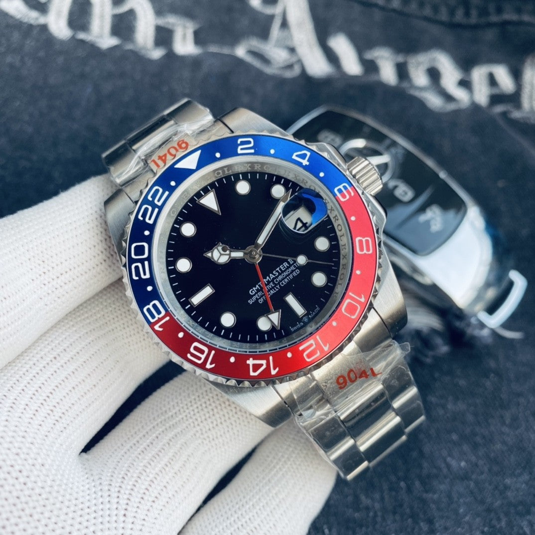 Rolex Cola bezel GMT-Master automatic mechanical watch for men, Inter Milan CLEANVS, sapphire crystal.