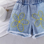 Foreign trade cross-border European and American summer sweet cool girl suits small and medium children's shorts camisole vest flower shorts new products