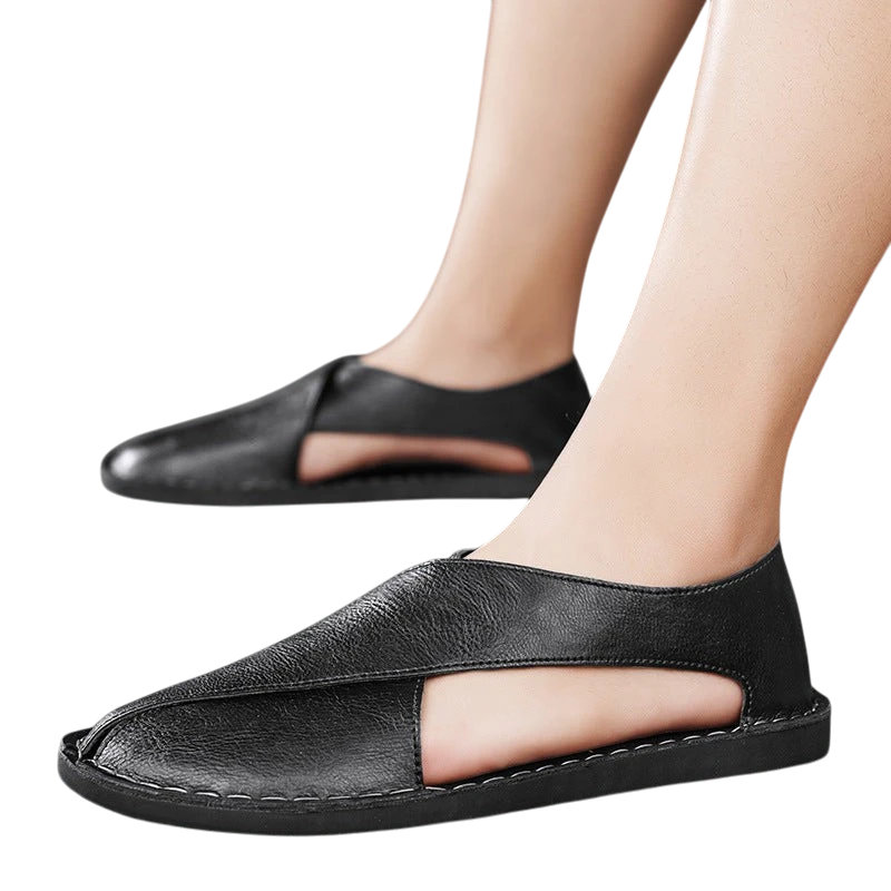 Men's Brown Slip-On Sandals – Round Toe | Aladinae