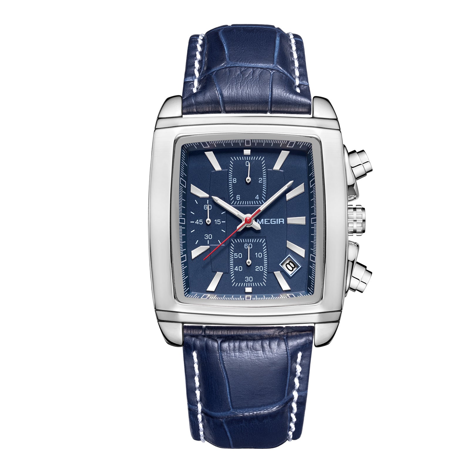 MEGIR Men's Square Quartz Watch – Leather Strap | Aladinae