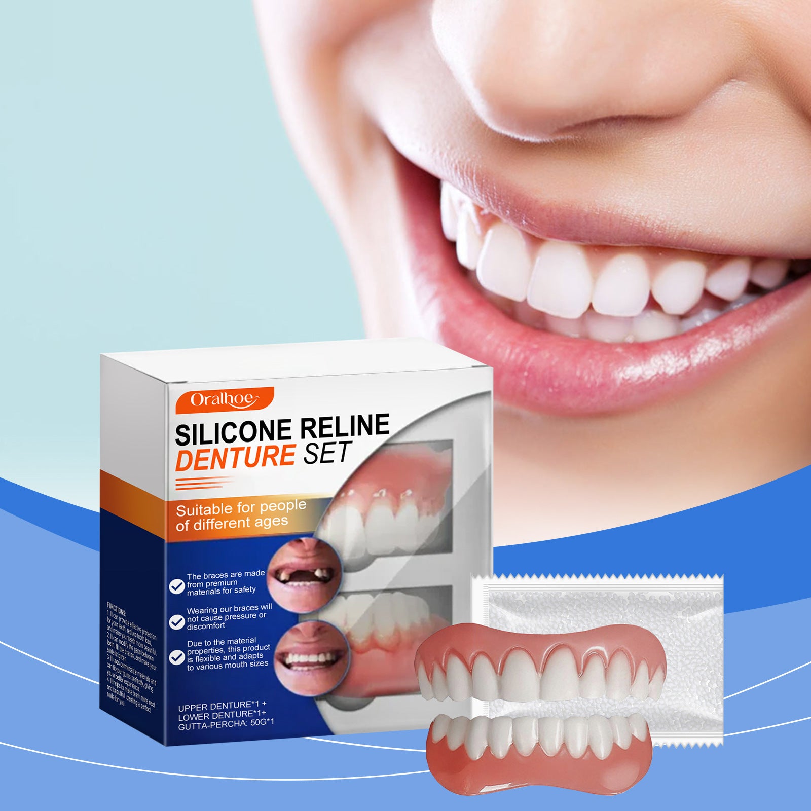 ORALHOE denture modification braces, dental beauty sets to enhance the beauty of the smile, comfortable material dentures