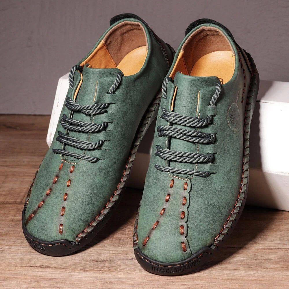 Men's Handmade Leather Lace-Up Loafers