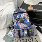 School bag for boys, junior high school students, Korean version, large capacity, high school backpack, personalized graffiti school bag, female, simple campus backpack