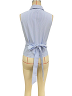 Cross-border European and American striped sleeveless shirt, 2025 summer, tie-waist slimming vest shirt, eBay foreign trade women's clothing
