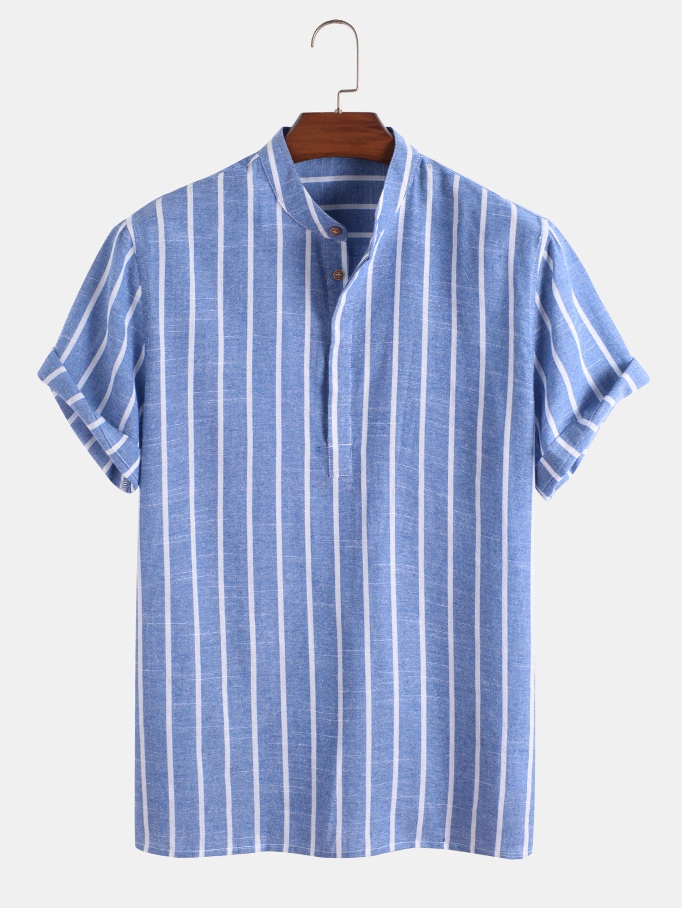 Men's Blue Yarn-Dyed Striped Shirt – Fitted | Aladinae