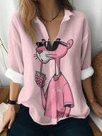 Cat cross-border Amazon European and American women's 3D printed floral pattern long-sleeved shirt women's fashion tops