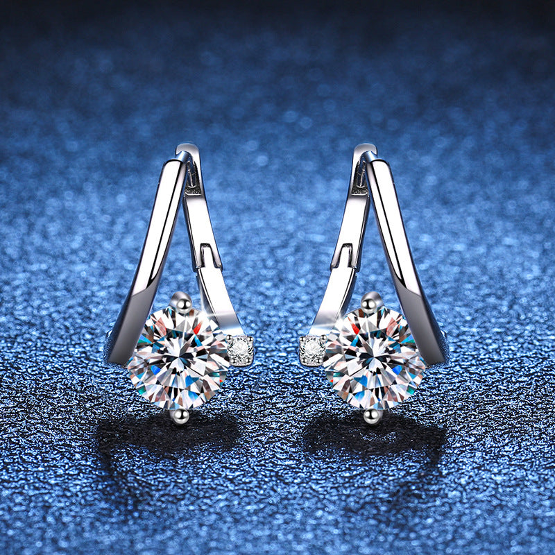 S925 Sterling Silver Moissanite Earrings for Women, Luxury Fashion, Exquisite Craftsmanship, 1 Carat D Color Moissanite Stud Earrings