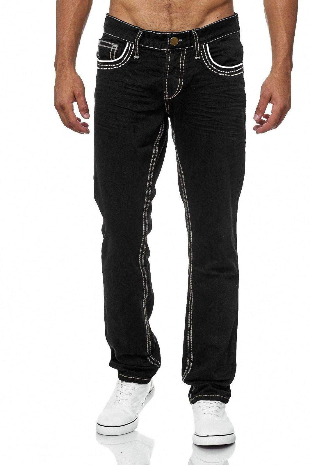 Men's Dark Blue Slim Fit Jeans - Mid-Rise, Zipper Fly