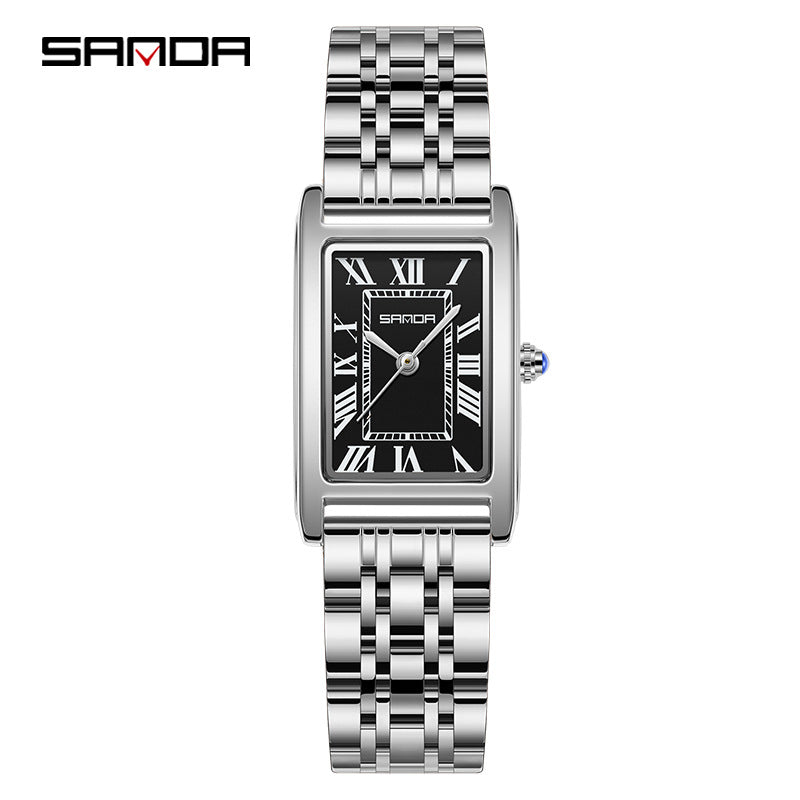 Men's Coffee Silver Rectangular Watch - Roman Numerals