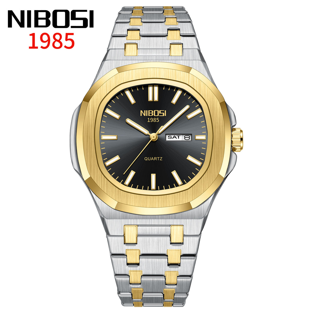 Men's Black Steel Quartz Watch - Waterproof, Luminous