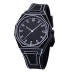 Black Silicone Quartz Watch - Large Dial, Waterproof