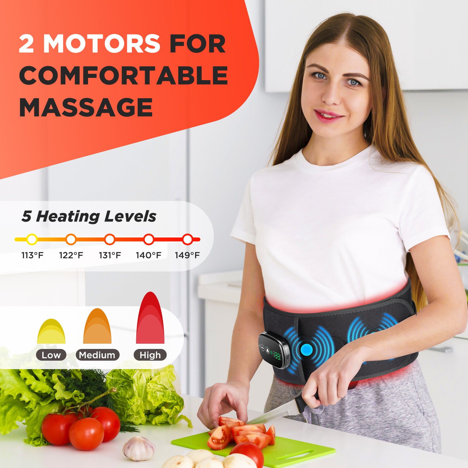 Cross-border red light heating massage belt infrared physiotherapy hot compress rechargeable support lumbar disc herniation protection belt