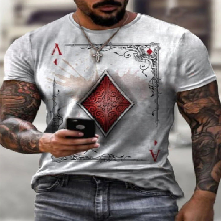 Men's Playing Card Print Casual T-Shirt | Aladinae
