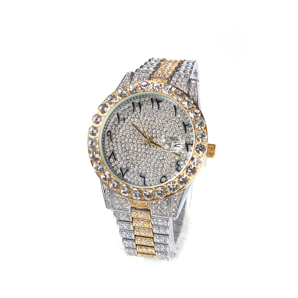 Unisex Two-Tone Large Dial Watch - Calendar, Waterproof