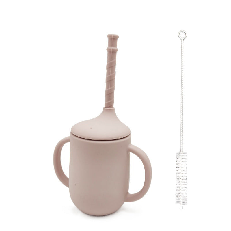 Amazon cross-border creative new product silicone baby learning drinking cup with straw leak-proof and drop-proof ready-to-stock milk powder cup