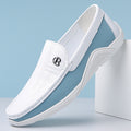 Men's White Soft Sole Leather Slip-On Shoes | Aladinae