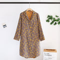 Women's cotton long-sleeved nightgown, simple plus size, double-layer gauze home dress, retro long-sleeved dress, perfect for spring and summer.