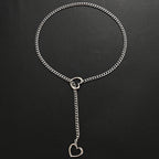 Amazon Style Wide Y Ring Sliding Chain Necklace Handmade Punk Cuban Stainless steel Chain Necklace