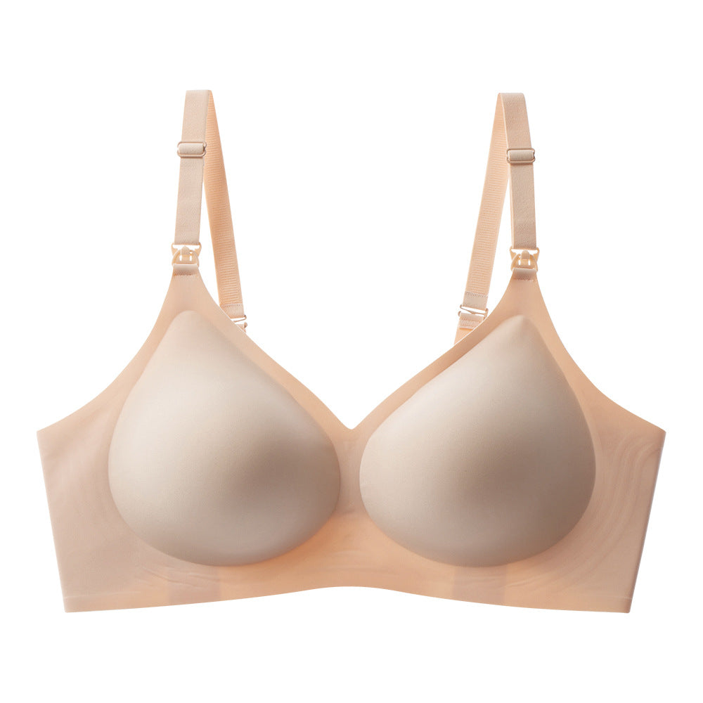 Amazon cross-border lingerie, European and American style, jelly-like, wire-free, comfortable, anti-sagging, plus-size nursing bra with padding.