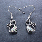 2021 New Japanese and Korean Style Cute Earrings Platinum Opal Cat Earrings for Women Personalized Cartoon Fashion Exquisite Accessories