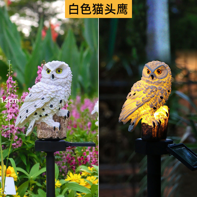 Amazon Solar Animal Statue Ornaments Outdoor Garden Statue Courtyard Landscape Decoration Owl Light Ground Plug