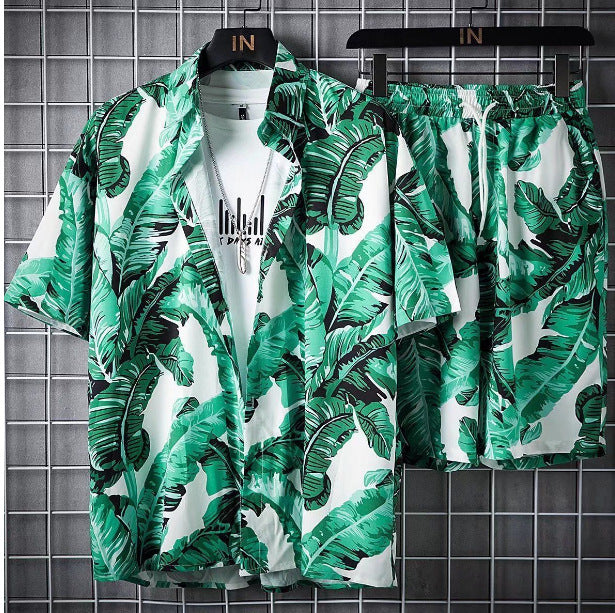 Men's Hawaiian Floral Shirt & Shorts Beach Set | Aladinae