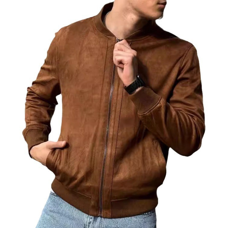 Men's Suede Zip Jacket – Slim Fit | Aladinae