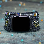 Amazon wish popular black retro braided Apple watch bracelet natural stone bead strap bracelet