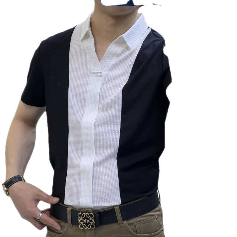 Men's Black & White Color Block Shirt – Slim | Aladinae