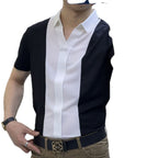 Men's Black & White Color Block Shirt – Slim | Aladinae