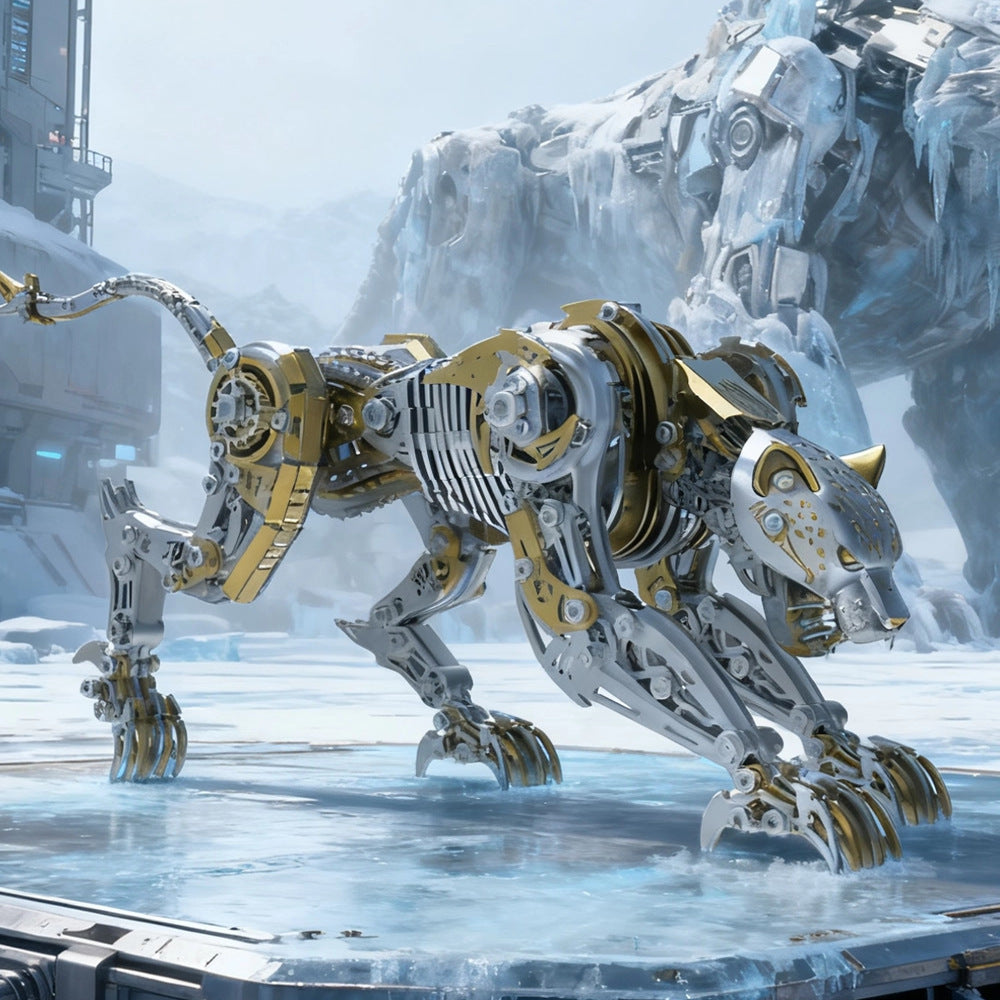 High-end metal assembly mechanical cheetah model, 3D stereoscopic handmade assembly toy model, gift for boys.