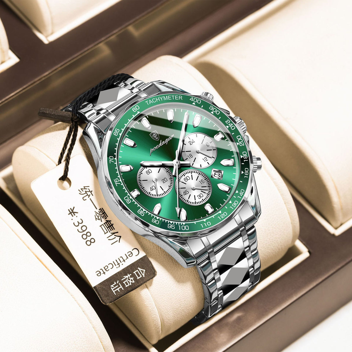Men's Two-Tone Blue Quartz Watch - Waterproof, Steel Strap