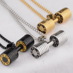 Amazon European and American jewelry Titanium steel dumbbell fitness men's necklace stainless steel pendant barbell fashion jewelry