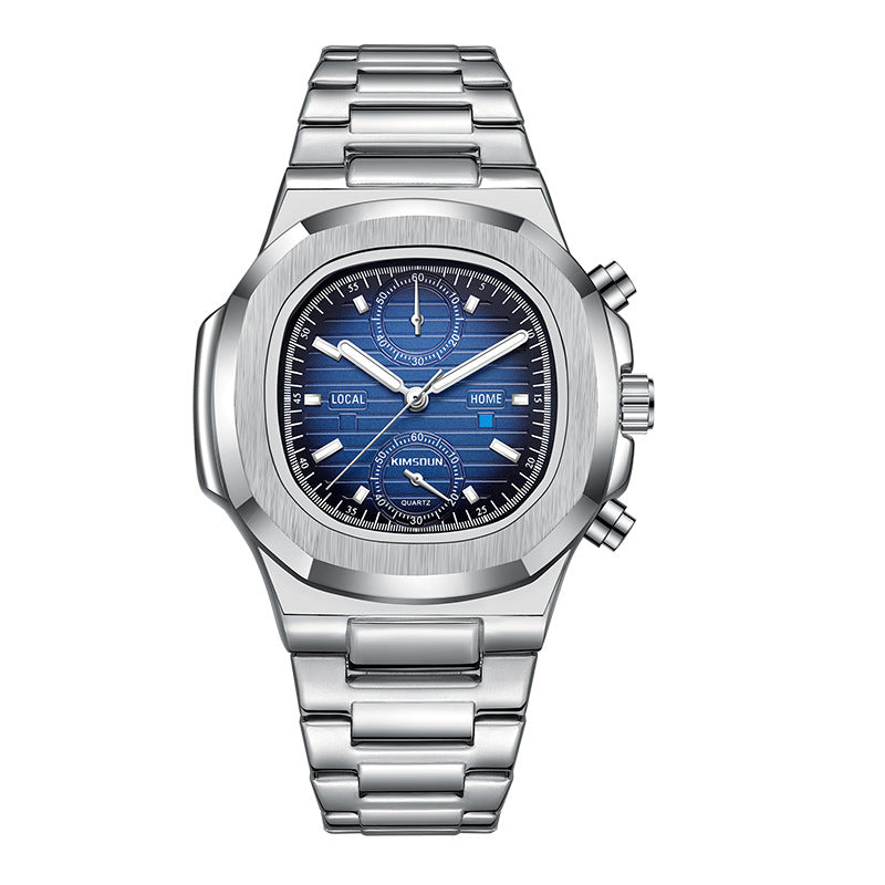 Men's Silver Black Multifunction Quartz Watch - 30M WR