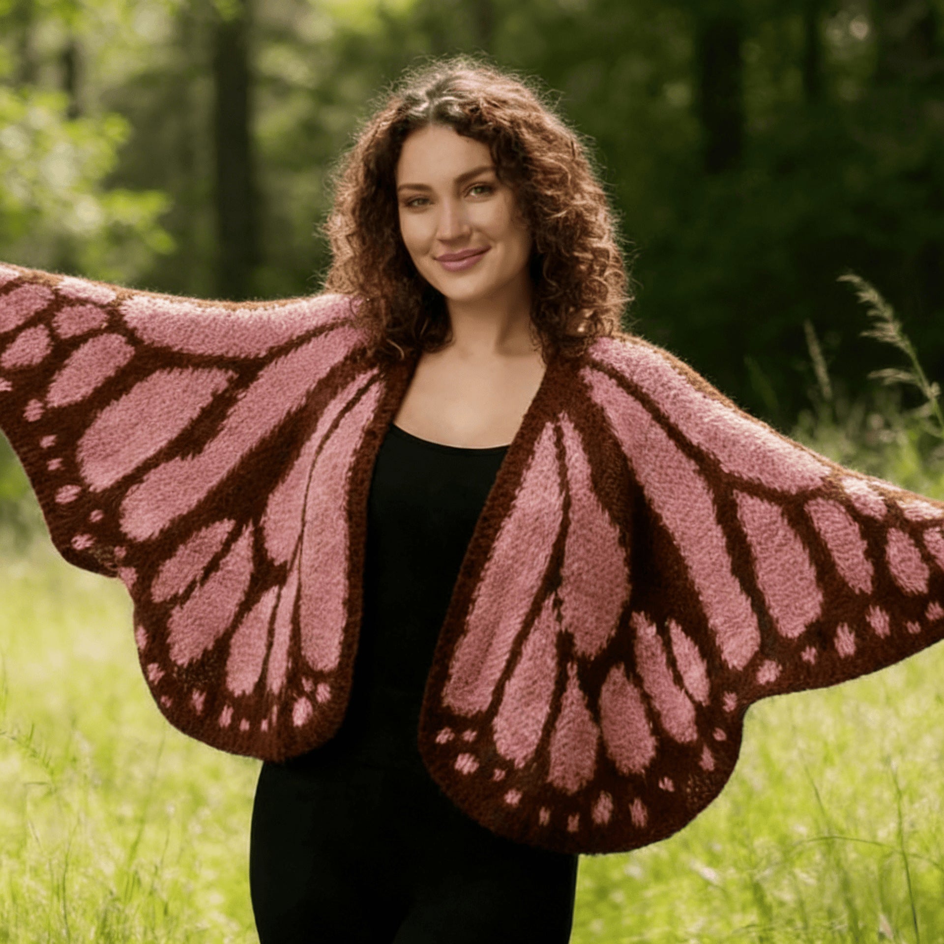 Imperial Butterfly Cape, Butterfly Shawl, Cardigan, Knitted, Unique Butterfly Pattern Shawl, Hand-crocheted Shawl, Comfortable Decoration
