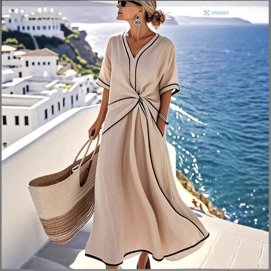 Independent website's new summer European and American style Bohemian elegant dress, cross-border style commuter long dress