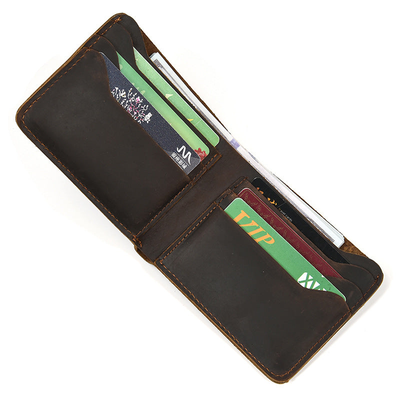 Men's Crazy Horse Leather Bifold Wallet | Aladinae
