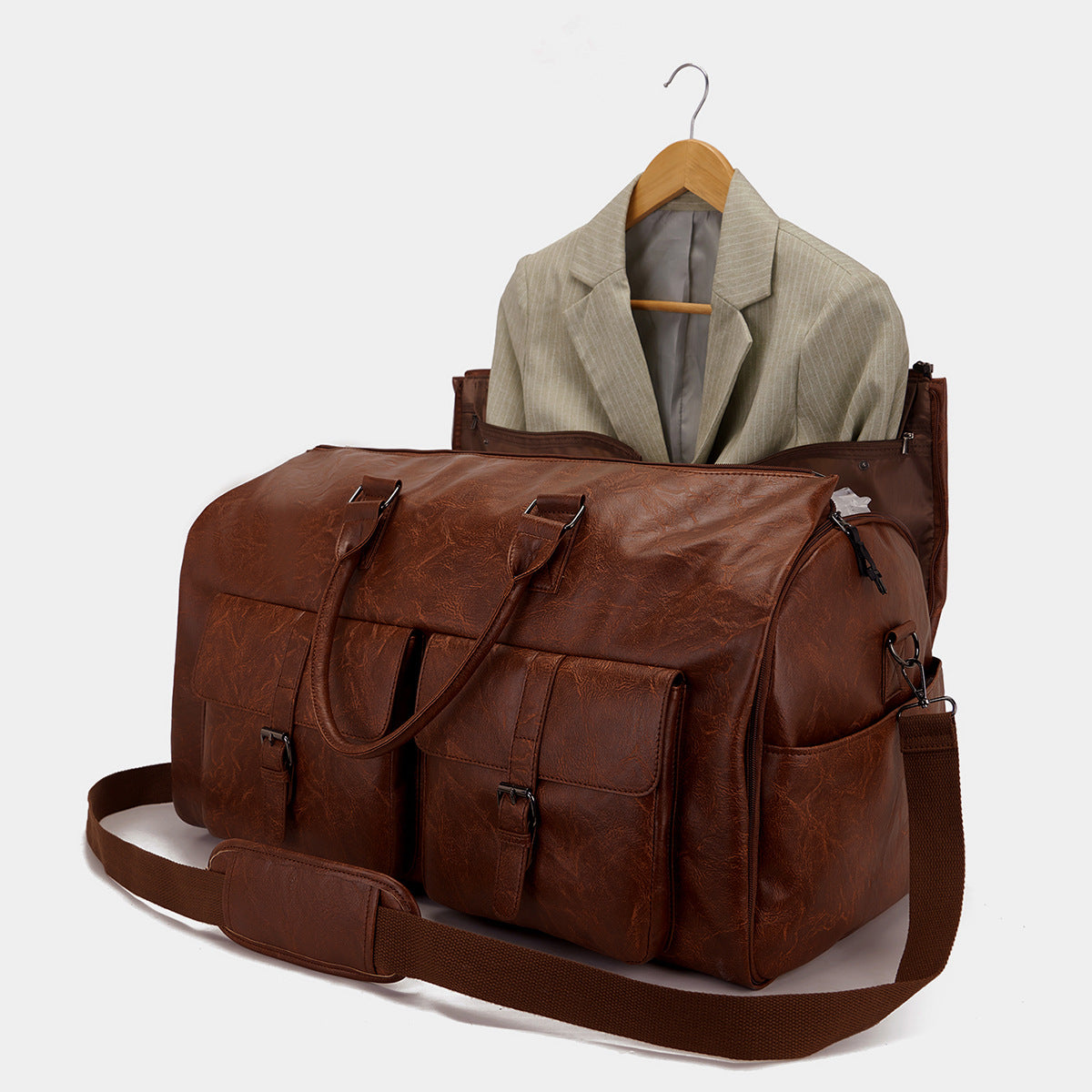 Guangzhou factory spot Amazon travel convenient carry-on clothing bag large PU leather duffel bag women's fashion