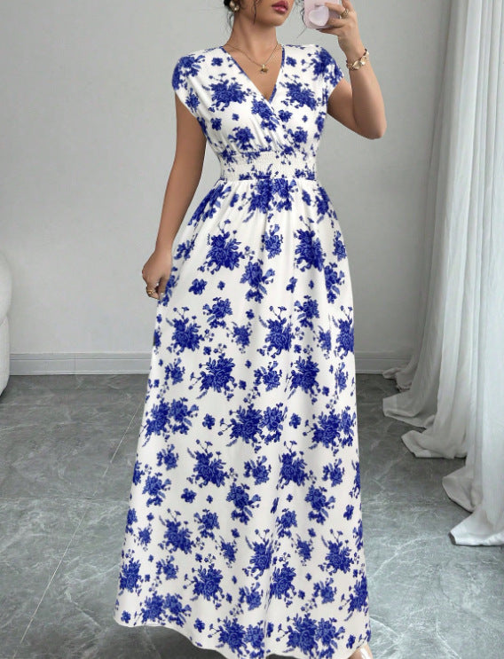 2026 New French V-neck Slim Waist Maxi Dress, Elegant and Stylish Dress (for European and American Cross-Border Amazon and AliExpress)