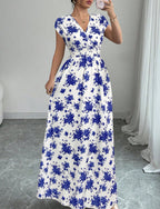 2026 New French V-neck Slim Waist Maxi Dress, Elegant and Stylish Dress (for European and American Cross-Border Amazon and AliExpress)