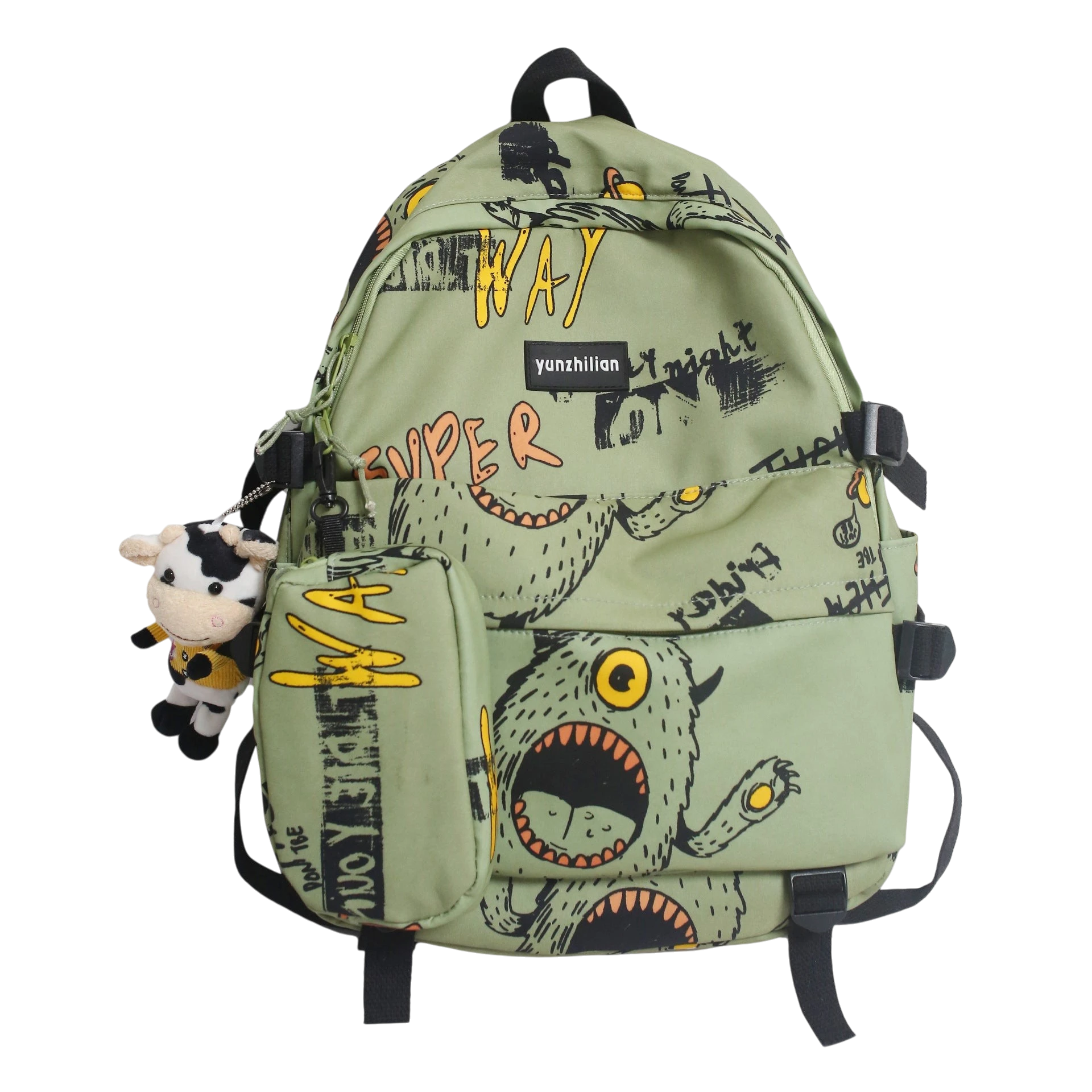 School bag male Korean version street trend junior high school student high school student backpack personality graffiti large capacity travel backpack